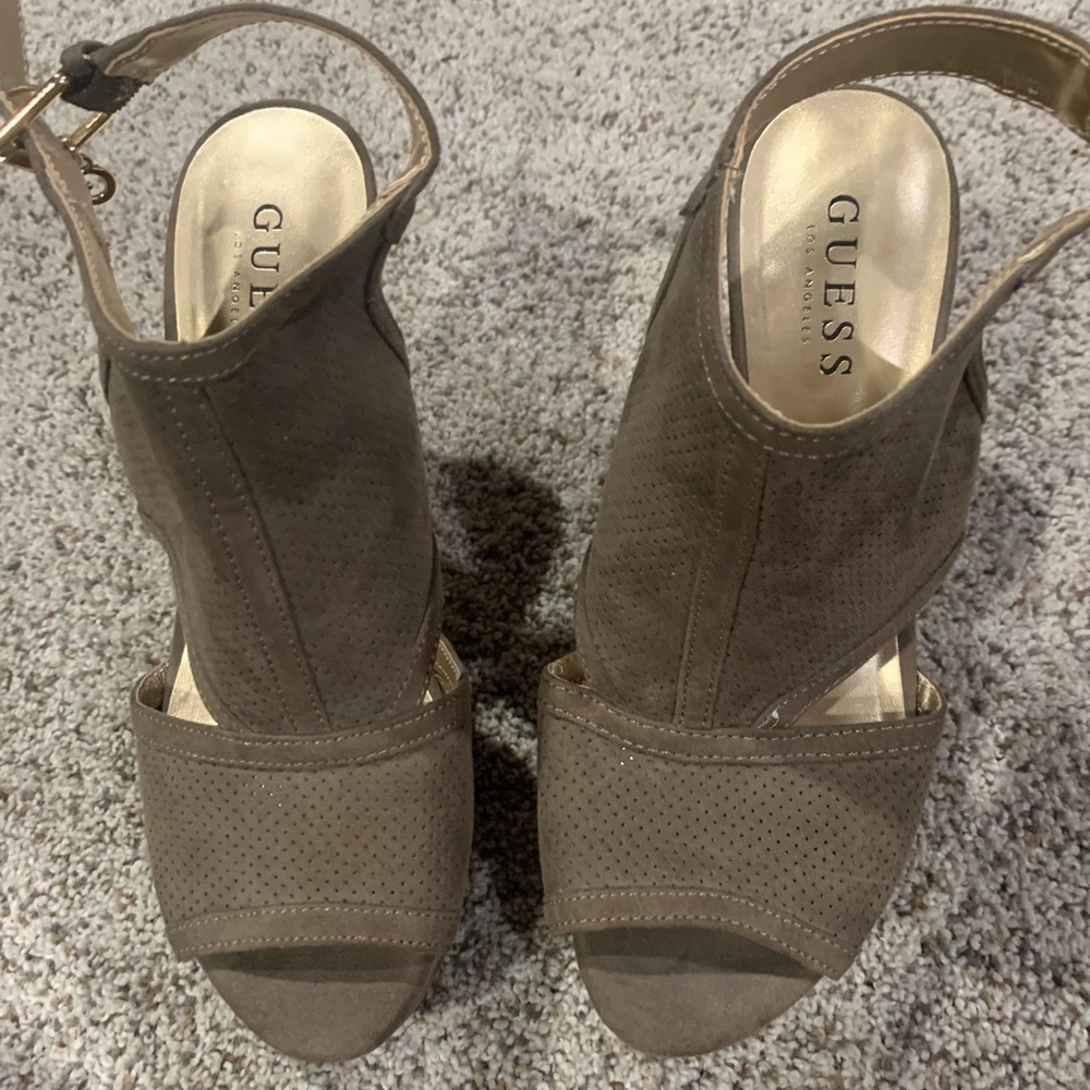 Guess Women's Brown Peep-Toe Heels
